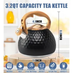 Itopfox Stainless Steel Whistling Tea Kettle With Wood Handle For Stovetop, 3.2 Qt Capacity, Suitable For Gas & Electric Cooktops, Black 12 Itopfox Stainless Steel Whistling Tea Kettle With Wood Handle For Stovetop, 3.2 Qt Capacity, Suitable For Gas & Electric Cooktops, Black -Household Kettle Shop GUEST 01e247f4 8d55 4d91 874b 4bb3a06745cc