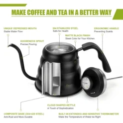 Itopfox Tea Kettle With Thermometer, Stovetop Gooseneck Kettle For Pour Over Coffee & Tea, 40oz Capacity, Black 9 Itopfox Tea Kettle With Thermometer, Stovetop Gooseneck Kettle For Pour Over Coffee & Tea, 40oz Capacity, Black -Household Kettle Shop GUEST 02365ce2 2a78 4eef bde5 79e4ac256e7c