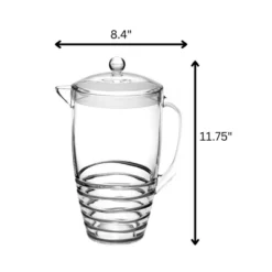 Gulches 2.5 Quarts Swirl Unbreakable Plastic Water Pitcher With Lid - BPA Free, Ideal For Drinks & Juices, With Spout,Clear
