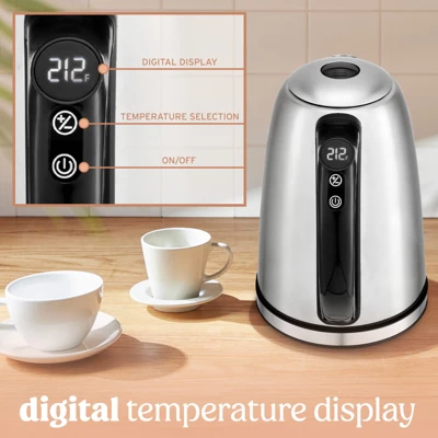 NELO Electric Kettle With 7 Temperature Presets, Digital Temperature Display, LED Indicator Lights, Stainless Steel, BPA-Free, 1.7 Liters 4 NELO Electric Kettle With 7 Temperature Presets, Digital Temperature Display, LED Indicator Lights, Stainless Steel, BPA-Free, 1.7 Liters - Image 2