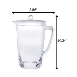 Gulches 2.75 Quarts Oval Halo Design Unbreakable Plastic Water Pitcher With Lid - BPA Free, Ideal For Drinks & Juices, With Spout,Clear