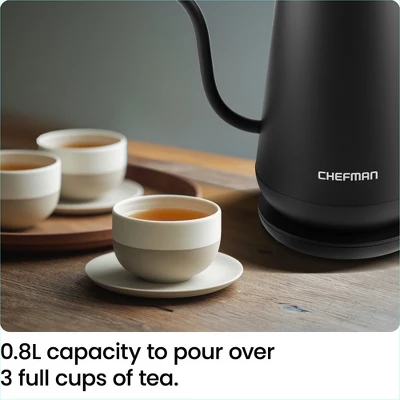 Chefman Precise Pour 0.8L Electric Gooseneck Kettle With Automatic Shut-Off – Black 5 Chefman Precise Pour 0.8L Electric Gooseneck Kettle With Automatic Shut-Off – Black - Image 3