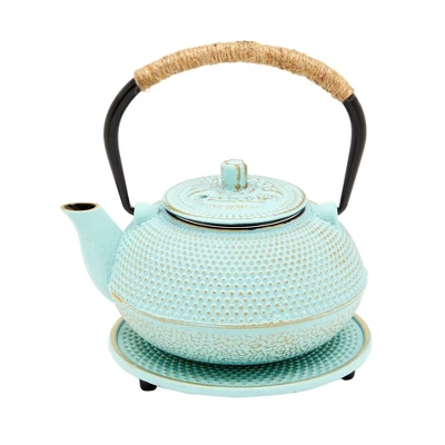 Juvale Cast Iron Teapot With Infuser - Japanese Tea Kettle, Loose Leaf Tetsubin With Trivet (Green, 3 Pcs, Holds 18 Oz,500 Ml) 9 Juvale Cast Iron Teapot With Infuser - Japanese Tea Kettle, Loose Leaf Tetsubin With Trivet (Green, 3 Pcs, Holds 18 Oz,500 Ml) - Image 7