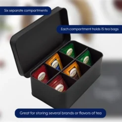 AuldHome Design Farmhouse Tea Bag Box, Vintage Retro Style Enamelware Tea Storage Tin -Household Kettle Shop GUEST 0f849d0a 0a98 4517 8cd3 439981e1d556