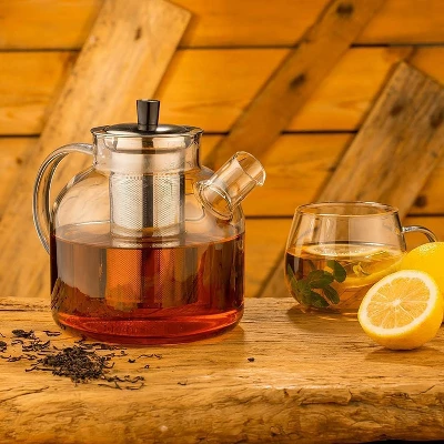 Itopfox Glass Teapot With Removable Infuser, Stovetop Safe Large Tea Pot For Blooming & Loose Leaf, Hand Crafted Kettle With Stainless Steel Strainer 9 Itopfox Glass Teapot With Removable Infuser, Stovetop Safe Large Tea Pot For Blooming & Loose Leaf, Hand Crafted Kettle With Stainless Steel Strainer - Image 7