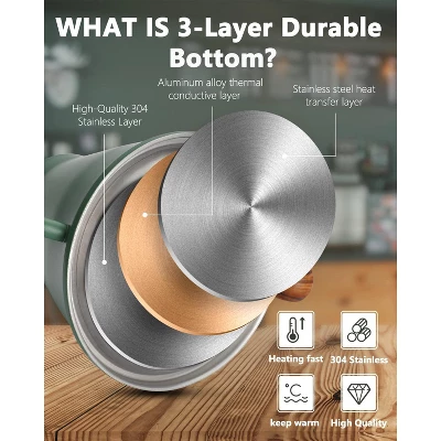 Itopfox Gooseneck Kettle With Thermometer For Pour Over Coffee & Tea Stainless Steel Durable 3-Layer Base Precision Spout, All Stove Tops Compatible 4 Itopfox Gooseneck Kettle With Thermometer For Pour Over Coffee & Tea Stainless Steel Durable 3-Layer Base Precision Spout, All Stove Tops Compatible - Image 2