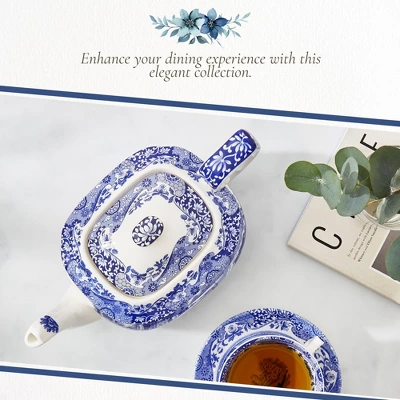 Spode Blue Italian Teapot With Infuser - 40 Oz Countryside-Inspired Ceramic Teaware For Afternoon Tea, Earthenware Brunch Tableware 6 Spode Blue Italian Teapot With Infuser - 40 Oz Countryside-Inspired Ceramic Teaware For Afternoon Tea, Earthenware Brunch Tableware - Image 4
