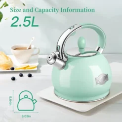 Itopfox Stainless Steel Whistling Tea Kettle With Cool Touch Handle, 2.64 Quart Induction Compatible Stovetop Teapot In Mint Green -Household Kettle Shop GUEST 10e708ff 3355 4f03 bc9d 544b9f31d280