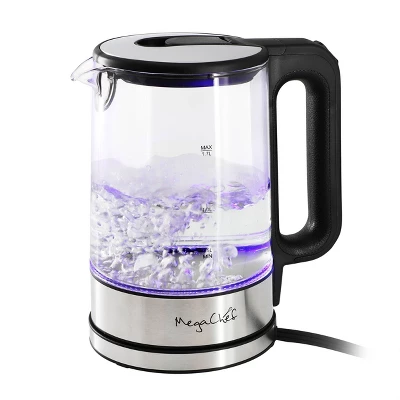 MegaChef 1.7L Glass Electric Tea Kettle: 1000W Borosilicate Glass, Stainless Steel Lid, Plastic Handle, Hand Wash, Clear 8 MegaChef 1.7L Glass Electric Tea Kettle: 1000W Borosilicate Glass, Stainless Steel Lid, Plastic Handle, Hand Wash, Clear - Image 6