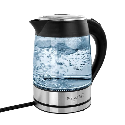 MegaChef 1.8L Electric Tea Kettle - Silver: Hot Pot, Water Boiler, 1100W, Glass & Stainless Steel, 360° Base, Auto Shut-Off 5 MegaChef 1.8L Electric Tea Kettle - Silver: Hot Pot, Water Boiler, 1100W, Glass & Stainless Steel, 360° Base, Auto Shut-Off - Image 3