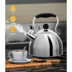 Itopfox 2 Quart Stainless Steel Whistling Tea Kettle, Stovetop Teakettle With Ergonomic Folding Handle, Small Teapot For Tea, Coffee, Silver -Household Kettle Shop GUEST 13c4fafb 7b51 4161 8700 f037d05989fc
