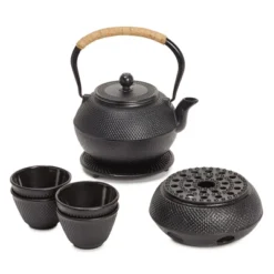 Juvale Hobnail Black Cast Iron Tea Kettle For Stovetop - Japanese Tea Pot Set With Infuser, Trivet, Warmer, 4 Teacups, 40 Oz -Household Kettle Shop GUEST 15eaead0 5276 4b03 8501 e54e5e2f3dcb