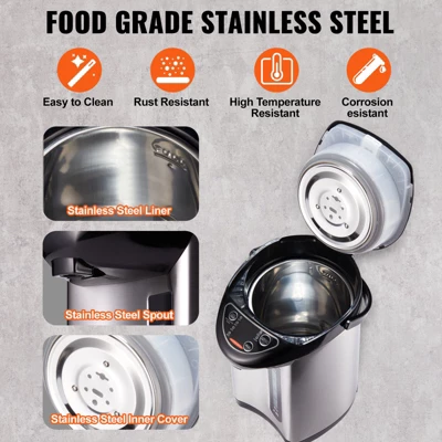 VEVOR Hot Water Dispenser, Adjustable 4 Temperatures Water Boiler And Warmer, 304 Stainless Steel Countertop Water Heater, 3-Way Dispense, 4L/135 Oz 8 VEVOR Hot Water Dispenser, Adjustable 4 Temperatures Water Boiler And Warmer, 304 Stainless Steel Countertop Water Heater, 3-Way Dispense, 4L/135 Oz - Image 6