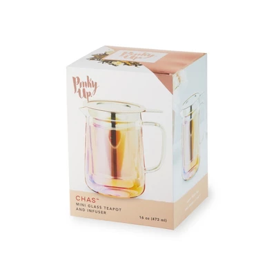 Pinky Up Chas Mini Glass Teapot, Loose Leaf Tea Infuser, Hot Tea Or Iced Tea Maker, Small Teapot, 16 Ounce Loose Leaf Infuser, Iridescent, Set Of 1 6 Pinky Up Chas Mini Glass Teapot, Loose Leaf Tea Infuser, Hot Tea Or Iced Tea Maker, Small Teapot, 16 Ounce Loose Leaf Infuser, Iridescent, Set Of 1 - Image 4