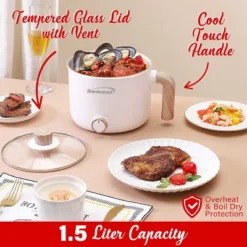 Brentwood 1.6-Qt. Multi-Function Electric Hot Pot Cooker With Stainless Steel Food Steamer And Ceramic Non-Stick Coating, White, HPS-3172W -Household Kettle Shop GUEST 18188758 c178 4c82 b693 6815c3092770