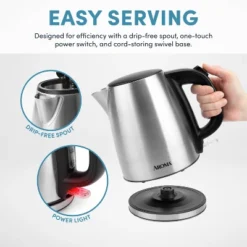 Aroma 1L Electric Water Kettle - Stainless Steel: Tea Kettle, Water Heater, Overheat Protection, 360° Rotating Base -Household Kettle Shop GUEST 191279fd ce5d 4913 a0d6 12c4252f9d2d
