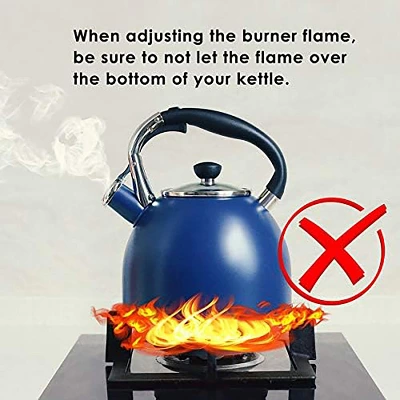Itopfox Stainless Steel Whistling Tea Kettle With Heat-Resistant Glass Lid & Capsule Bottom, Navy Blue, 2.6 Quart Capacity 7 Itopfox Stainless Steel Whistling Tea Kettle With Heat-Resistant Glass Lid & Capsule Bottom, Navy Blue, 2.6 Quart Capacity - Image 5