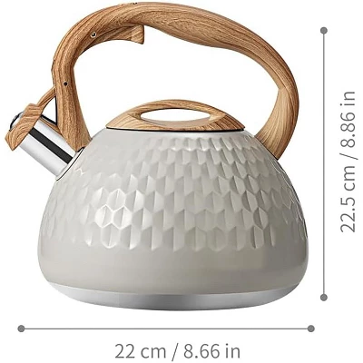 Itopfox Tea Kettle With Wood Pattern Handle, Loud Whistle, Food Grade Stainless Steel, Anti-Hot Handle, Rust-Resistant, Suitable For All Heat Sources 7 Itopfox Tea Kettle With Wood Pattern Handle, Loud Whistle, Food Grade Stainless Steel, Anti-Hot Handle, Rust-Resistant, Suitable For All Heat Sources - Image 5