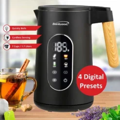 Brentwood 1,100-Watt 1.7-L Cordless Cool-Touch Digital Electric Kettle With Stainless Steel Interior, KT-2014DBK In Black -Household Kettle Shop GUEST 1c515b36 ac97 4fc8 9612 3e64c64b2b94