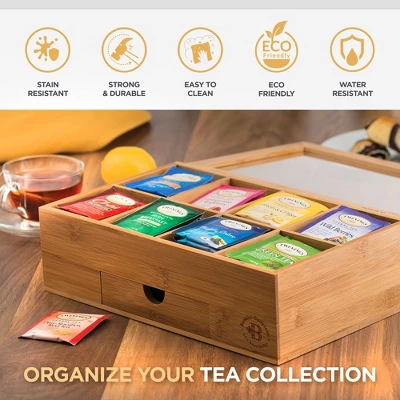 Bamboo Tea Bag Organizer - Tea Organizer: Wooden Tea Box With 8 Compartments, Acrylic Window, And Magnetic Lid, Keeps Tea Bags Fresh - Great Gift Idea 5 Bamboo Tea Bag Organizer - Tea Organizer: Wooden Tea Box With 8 Compartments, Acrylic Window, And Magnetic Lid, Keeps Tea Bags Fresh - Great Gift Idea - Image 3