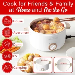 Brentwood 1.6-Qt. Multi-Function Electric Hot Pot Cooker With Stainless Steel Food Steamer And Ceramic Non-Stick Coating, White, HPS-3162W 16 Brentwood 1.6-Qt. Multi-Function Electric Hot Pot Cooker With Stainless Steel Food Steamer And Ceramic Non-Stick Coating, White, HPS-3162W -Household Kettle Shop GUEST 2002fda8 25fb 42f4 bfa8 a7204c9a11a0