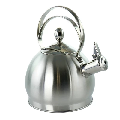 MegaChef 2.8L Round Stovetop Whistling Kettle - Brushed Silver: Stainless Steel Tea Kettle, Flip-Up Spout, Induction Compatible 7 MegaChef 2.8L Round Stovetop Whistling Kettle - Brushed Silver: Stainless Steel Tea Kettle, Flip-Up Spout, Induction Compatible - Image 5