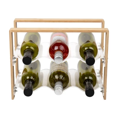 Mind Reader Modern Collection 6 Bottle Bamboo And Acrylic Wine Rack - Brown 4 Mind Reader Modern Collection 6 Bottle Bamboo And Acrylic Wine Rack - Brown - Image 2