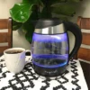MegaChef 1.8L Electric Tea Kettle - Black: Glass Water Boiler, Hot Pot, Blue Light, 360° Base, Dripless Spout -Household Kettle Shop GUEST 24896e60 4e89 44dc 9187 d2f771c65170 1