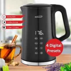 Brentwood 1,100-Watt 1.7-L Cordless Cool-Touch Digital Electric Kettle With Stainless Steel Interior, BTWKT2015DBK In Black -Household Kettle Shop GUEST 282043f2 5c2d 4287 8ca2 e479cd2ef847