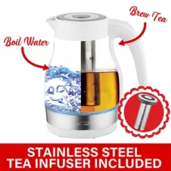 Brentwood Glass 1.7 Liter Electric Kettle With Tea Infuser In White -Household Kettle Shop GUEST 29f68153 5888 41df b90b 8d0adee709c1