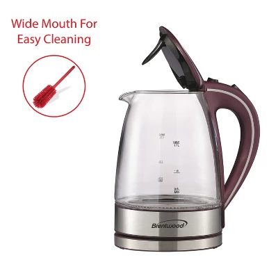 Brentwood 1,100-Watt 1.8-Qt. 7-Cup Cordless Tempered-Glass Electric Kettle With Auto Shut-off 5 Brentwood 1,100-Watt 1.8-Qt. 7-Cup Cordless Tempered-Glass Electric Kettle With Auto Shut-off - Image 3