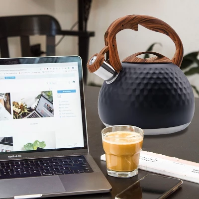 Itopfox Tea Kettle For Stove Top Loud Whistling Kettle For Boiling Water Coffee Or Milk Heavy Stainless Steel With Wood Pattern Handle Unique Button 3 Itopfox Tea Kettle For Stove Top Loud Whistling Kettle For Boiling Water Coffee Or Milk Heavy Stainless Steel With Wood Pattern Handle Unique Button