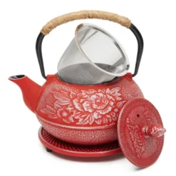 3 Piece Set Japanese Cast Iron Teapot - Loose Leaf Tetsubin With Handle, Stainless Steel Infuser, And Trivet 23 3 Piece Set Japanese Cast Iron Teapot - Loose Leaf Tetsubin With Handle, Stainless Steel Infuser, And Trivet -Household Kettle Shop GUEST 2fcaff0c b0ed 404d a1dd a2c3617202c2