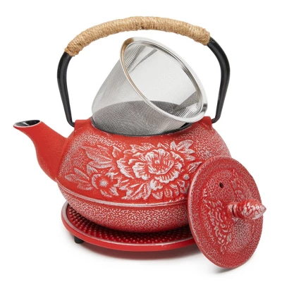 3 Piece Set Japanese Cast Iron Teapot - Loose Leaf Tetsubin With Handle, Stainless Steel Infuser, And Trivet 12 3 Piece Set Japanese Cast Iron Teapot - Loose Leaf Tetsubin With Handle, Stainless Steel Infuser, And Trivet - Image 10