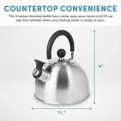 Aroma 1.5qt Stainless Steel Stovetop Kettle Silver: Whistling Tea Kettle With Flip-Up Spout, Small Teapot For Stove -Household Kettle Shop GUEST 3023cf4a 4905 4523 a65c e64e3ef79913