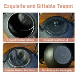 Itopfox Small Cast Iron Teapot With Stainless Steel Infuser For Loose Leaf Tea & Coffee, Stovetop Safe, Enamel Interior, Japanese Style, Black -Household Kettle Shop GUEST 31271727 eaff 4d8e 8e54 3cd0d8b67e46