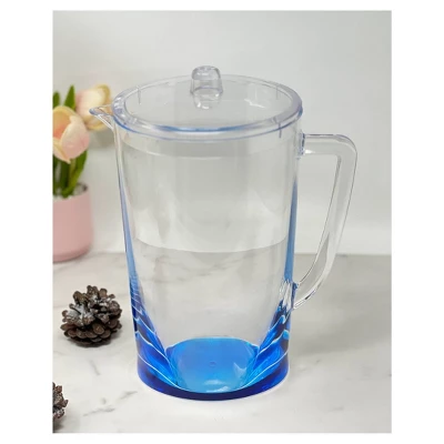 Gulches 2.75 Quarts Oval Halo Design Unbreakable Plastic Water Pitcher With Lid - BPA Free, Ideal For Drinks & Juices, With Spout,Blue 4 Gulches 2.75 Quarts Oval Halo Design Unbreakable Plastic Water Pitcher With Lid - BPA Free, Ideal For Drinks & Juices, With Spout,Blue - Image 2