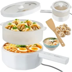 Multi Function Hot Pot Cooker 1.5L- Electric 3 In 1 Nonstick Machine Acts As Ricer Cooker, Dumpling Steamer Or Stir Fry Maker- Mini Portable For Rapid -Household Kettle Shop GUEST 3401920c 28d1 4d96 85fb 67bb870ac04f