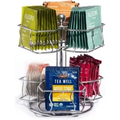VIDAXL 2-Tier Tea Bag Spinning Carousel Organizer, Revolving Countertop Storage For Pantry, Holds Up To 60 Large Tea Bags, Ideal For Matcha Station -Household Kettle Shop GUEST 34915224 1fac 4bff aba9 70d20c05e1b0