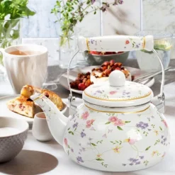 Itopfox Vintage Floral Enamel Tea Kettle With Porcelain Handle For Stovetop, Home Kitchen, Camping, Perfect Gift For Housewarming, Wedding 14 Itopfox Vintage Floral Enamel Tea Kettle With Porcelain Handle For Stovetop, Home Kitchen, Camping, Perfect Gift For Housewarming, Wedding -Household Kettle Shop GUEST 361bbf62 14c3 4b52 b39c 26ada4038082