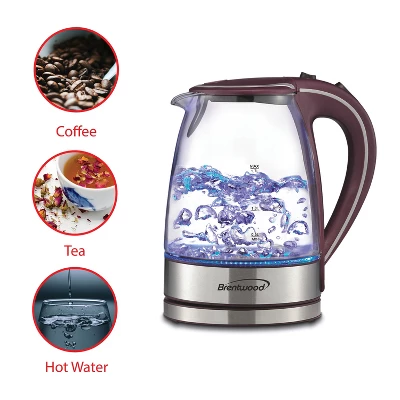 Brentwood 1,100-Watt 1.8-Qt. 7-Cup Cordless Tempered-Glass Electric Kettle With Auto Shut-off 7 Brentwood 1,100-Watt 1.8-Qt. 7-Cup Cordless Tempered-Glass Electric Kettle With Auto Shut-off - Image 5