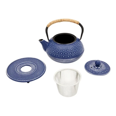 3 Piece Set Japanese Cast Iron Teapot - Loose Leaf Tetsubin With Handle, Stainless Steel Infuser, And Trivet 5 3 Piece Set Japanese Cast Iron Teapot - Loose Leaf Tetsubin With Handle, Stainless Steel Infuser, And Trivet - Image 3