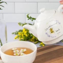 Transpac Ceramic 6.75 Inch Lavender And Lilac Tea For One Set Perfect For Tea Lovers Elegant Tea Pot Set