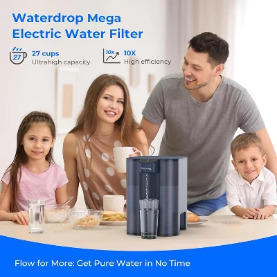 Waterdrop Large 27-Cup Mega Electric Water Filter Dispenser, With 1 Filter, Blue 3 Waterdrop Large 27-Cup Mega Electric Water Filter Dispenser, With 1 Filter, Blue
