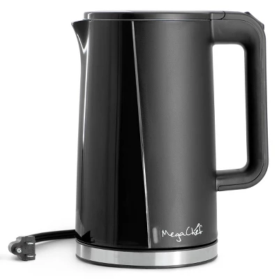 MegaChef 1.7L Double Wall Stainless Steel Electric Tea Kettle Black: 1000W, Hand Wash, 90-Day Warranty, Plastic Handle 3 MegaChef 1.7L Double Wall Stainless Steel Electric Tea Kettle Black: 1000W, Hand Wash, 90-Day Warranty, Plastic Handle