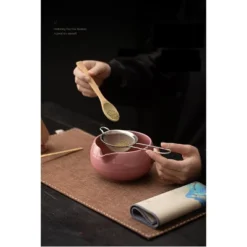 8 Pcs Pink Matcha Set With Ceramic Bowl, Bamboo Whisk & Scoop, Stainless Steel Sifter, Chasen Holder, Tea Cloth & Spoon -Household Kettle Shop GUEST 4a9650ee 0881 47e6 a995 83f858aa78b6