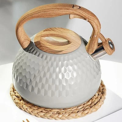 Itopfox Tea Kettle With Wood Pattern Handle, Loud Whistle, Food Grade Stainless Steel, Anti-Hot Handle, Rust-Resistant, Suitable For All Heat Sources 9 Itopfox Tea Kettle With Wood Pattern Handle, Loud Whistle, Food Grade Stainless Steel, Anti-Hot Handle, Rust-Resistant, Suitable For All Heat Sources - Image 7