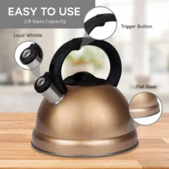3 Qt Heavy Duty Stainless Steel Whistling Tea Kettle – Stay Cool Handle & Knob