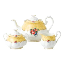 100 Years Teapot Sugar Cream, 3 Piece Set Bouquet 1990