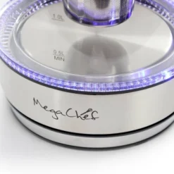 MegaChef 1.8L Glass Body And Stainless Steel Electric Tea Kettle With Tea Infuser Clear/Silver: 1000W, Overheat Protection, 360° Base -Household Kettle Shop GUEST 4f7ddd59 09a0 4cd7 8f07 8955e8cde6a8